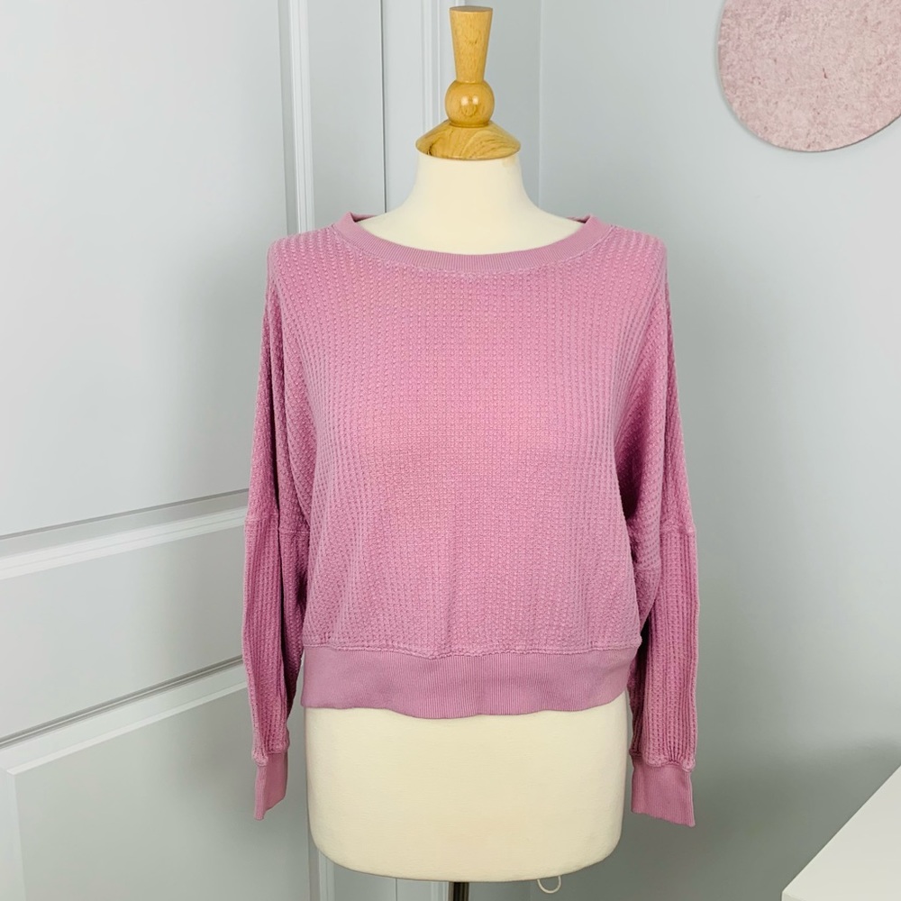 Alya Size XXS Women’s Waffle Cozy Pink Sweater Top